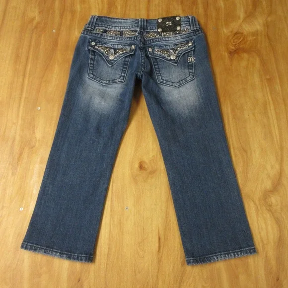 MISS ME Embellished Denim Jean Capris Sz 29 Blue Distressed Flap Pockets JP6085P - Picture 9 of 16